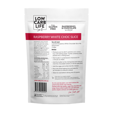 Keto Raspberry White Chocolate Slice